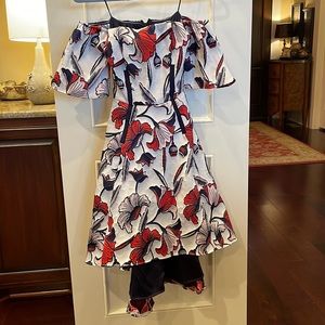 Hi low brocade dress with pockets!